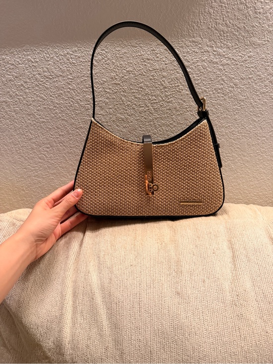 House of Harlow 1960 Handbags - House of Harlow 1960 Tan Woven Shoulder Bag with Black Trim